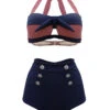 Stripe Patchwork Bow Halter Bikini -Women's Fashion Sales SCX000101 YDL1
