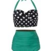 1950s Polka Dot Halter Pleated Bikini -Women's Fashion Sales SCX000108 DC 1