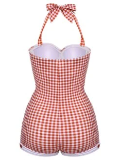 [Pre-Sale] Checked 1950s Halter Bowknot One-piece Swimsuit -Women's Fashion Sales SCX000948 3 361b3aef c72a 43b7 a754 f7999cbb6788