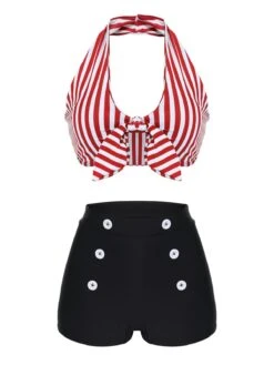 [Pre-Sale] Yellow 1950s Retro Halter Stripes Bikini Set -Women's Fashion Sales SCX001090 1 85d1df61 de23 4531 b776 9504102394f7 1