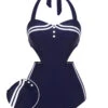Navy Blue 1930s Halter One-piece Swimsuit -Women's Fashion Sales SCX001168 NB 1