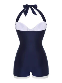[Plus Size] Navy Blue 1950s Pleated Halter Swimsuit -Women's Fashion Sales SCX001215 3 faaba9ce 05ba 4f93 8a76 32b08264ea8d