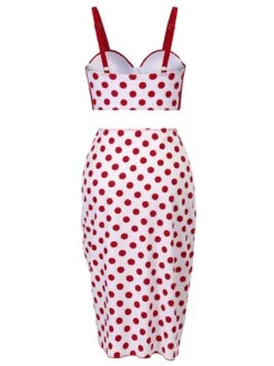 Red 1950s Polka Dot Pleated Swimsuit -Women's Fashion Sales SCX001270 3