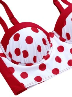 Red 1950s Polka Dot Pleated Swimsuit -Women's Fashion Sales SCX001270 7