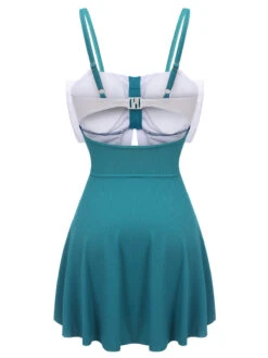 Blue 1930s Bow Strap One-piece Swimsuit -Women's Fashion Sales SCX001379 3