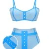 Blue 1950s Button Patchwork Swimsuit -Women's Fashion Sales SCX001400 1
