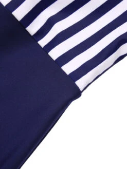 Navy Blue 1930s Stripe Patchwork Swimsuit -Women's Fashion Sales SCX001401 NB 5
