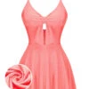 Pink 1940s Bow Strap One-piece Swimsuit -Women's Fashion Sales SCX001409 01