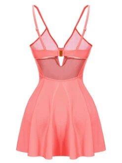 Pink 1940s Bow Strap One-piece Swimsuit -Women's Fashion Sales SCX001409 3