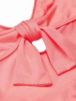 Pink 1940s Bow Strap One-piece Swimsuit -Women's Fashion Sales SCX001409 5