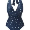 Blue 1960s Polka Dot Patchwork Halter Swimsuit -Women's Fashion Sales SCX001467 1 compressed