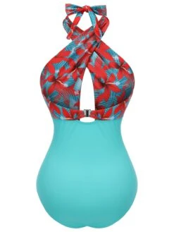 1950s Bow Tie Floral Cross Straps Swimsuit -Women's Fashion Sales SCX001476 3