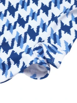 Blue 1940s Houndstooth Bow Halter Swimsuit -Women's Fashion Sales SCX001492 5