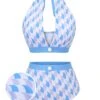 Blue 1940s Hole Collar Halter Swimsuit -Women's Fashion Sales SCX001568 01