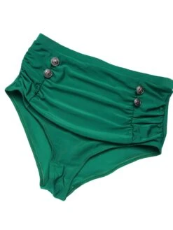 Green 1950s Daisy Strap Pleated Swimsuit -Women's Fashion Sales SCX001605 6 compressed