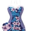 Blue 1950s Plaid&Floral Swimsuit -Women's Fashion Sales SCX001620 01 compressed