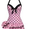 [Plus Size] Pink 1940s Polka Dots Hater Swimsuit -Women's Fashion Sales SCXL000007 01