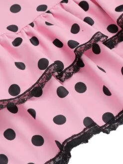 [Plus Size] Pink 1940s Polka Dots Hater Swimsuit -Women's Fashion Sales SCXL000007 5