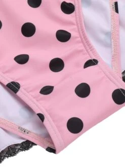 [Plus Size] Pink 1940s Polka Dots Hater Swimsuit -Women's Fashion Sales SCXL000007 6