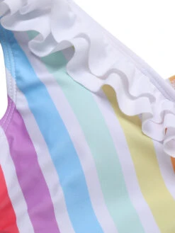 Multicolor 1950s Rainbow Stripes Swimsuit -Women's Fashion Sales SCXL000035 4
