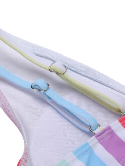 Multicolor 1950s Rainbow Stripes Swimsuit -Women's Fashion Sales SCXL000035 5