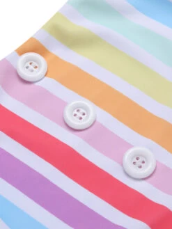 Multicolor 1950s Rainbow Stripes Swimsuit -Women's Fashion Sales SCXL000035 6