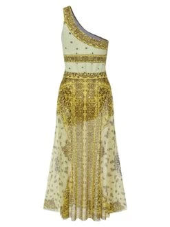 [Plus Size] 2PCS Yellow 1960s One-shoulder Swimsuit & Cover Up -Women's Fashion Sales SCXL000037 Y 01 4