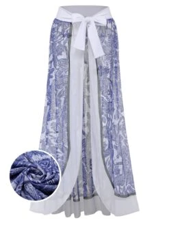 [Plus Size] 1960s Blue-and-white Porcelain Swimsuit & Cover-up -Women's Fashion Sales SCXL000038 01