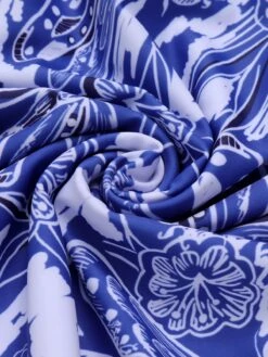 [Plus Size] 1960s Blue-and-white Porcelain Swimsuit & Cover-up -Women's Fashion Sales SCXL000038 5