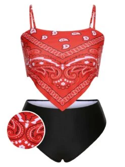 [Plus Size] 1950s Spaghetti Strap Print Swimsuit -Women's Fashion Sales SCXL000052 2 01 compressed