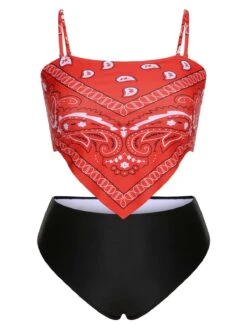 [Plus Size] 1950s Spaghetti Strap Print Swimsuit -Women's Fashion Sales SCXL000052 2 1 compressed