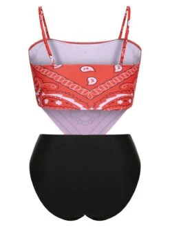 [Plus Size] 1950s Spaghetti Strap Print Swimsuit -Women's Fashion Sales SCXL000052 2 3 compressed