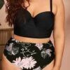 [Plus Size] 1950s Spaghetti Strap Floral Swimsuit -Women's Fashion Sales SCXL000053 PAT 1 compressed