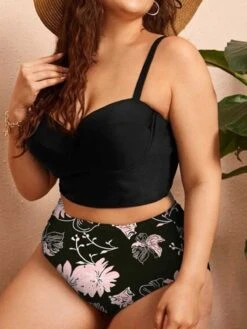 [Plus Size] 1950s Spaghetti Strap Floral Swimsuit -Women's Fashion Sales SCXL000053 PAT 3 compressed