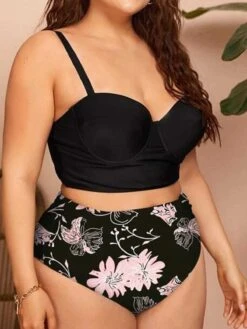 [Plus Size] 1950s Spaghetti Strap Floral Swimsuit -Women's Fashion Sales SCXL000053 PAT 4 compressed