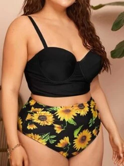 [Plus Size] 1950s Spaghetti Strap Floral Swimsuit -Women's Fashion Sales SCXL000053 PAT2 3 compressed
