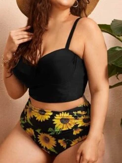 [Plus Size] 1950s Spaghetti Strap Floral Swimsuit -Women's Fashion Sales SCXL000053 PAT2 4 compressed