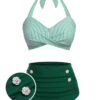 [Plus Size] Green 1940s Striped Halter Swimsuit -Women's Fashion Sales SCXL000061 01 3bdda051 2279 4ac1 9882 05953471ebcb