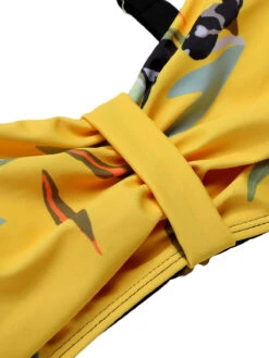 [Plus Size] Yellow 1930s Contrast Floral Strap Swimsuit -Women's Fashion Sales SCXL000071 Y 01 5