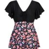 [Plus Size] Black 1930s Contrast Patchwork Swimsuit -Women's Fashion Sales SCXL000072 B 1 1
