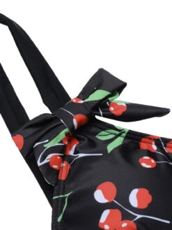 Black 1950s Cherry Bow V-Neck Swimsuit -Women's Fashion Sales SCXL000078 4