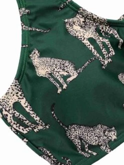 Green 1940s Leopard Halter Split Swimsuit -Women's Fashion Sales SCXL000084 4