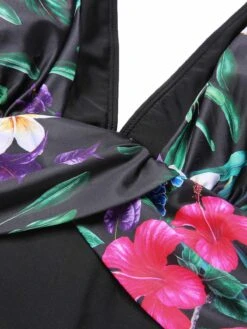 [Plus Size] Multicolor 1960s V-Neck U-Back Swimsuit -Women's Fashion Sales SCXL000089 MC 01 5