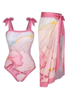 2PCS 1950s Pink Print Swimsuit & Cover-Up -Women's Fashion Sales SCXL000096 P 0102 1 compressed