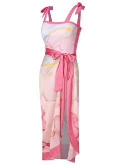 2PCS 1950s Pink Print Swimsuit & Cover-Up -Women's Fashion Sales SCXL000096 P 1 2 compressed