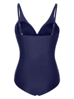 1950s Classic Solid One-Piece Swimsuit -Women's Fashion Sales SCXL000112 BL 3