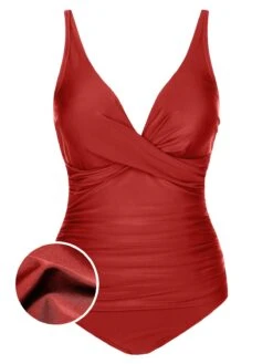 1950s Classic Solid One-Piece Swimsuit -Women's Fashion Sales SCXL000112 R 01