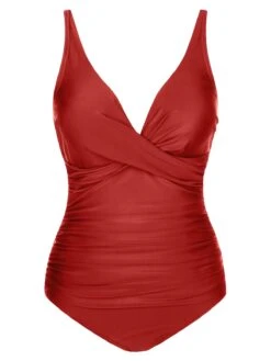 1950s Classic Solid One-Piece Swimsuit -Women's Fashion Sales SCXL000112 R 1