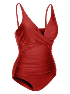 1950s Classic Solid One-Piece Swimsuit -Women's Fashion Sales SCXL000112 R 2