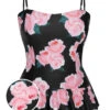 [Plus Size] Multicolor 1930s Ruffled Hem Printed Swimsuit -Women's Fashion Sales SCXL000136 MC